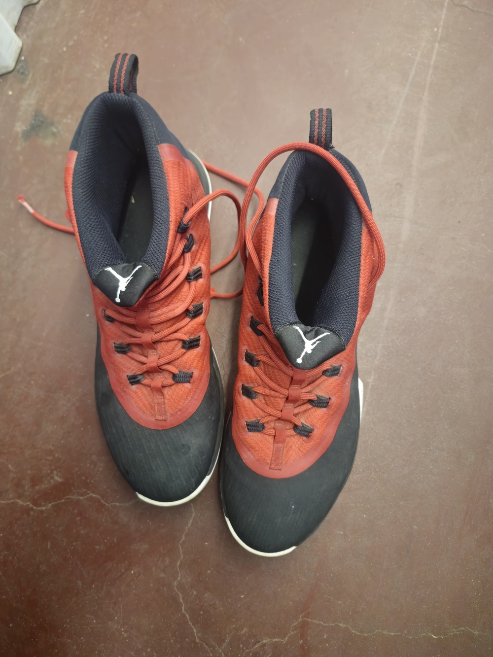 Jordan Men’s Red and Black Mid-Top Basketball Shoes